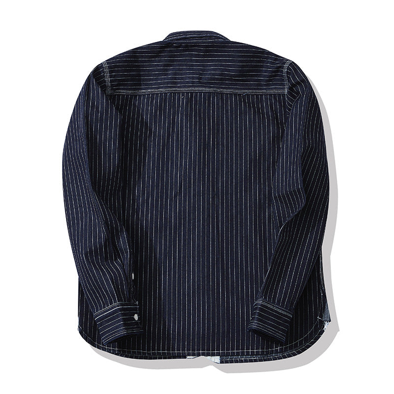 Amekaji Vintage Denim Worker Striped Shirt
