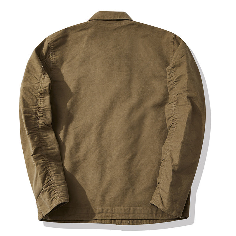 Amekaji Vintage Heavy Moleskin Pleated Worker Jacket