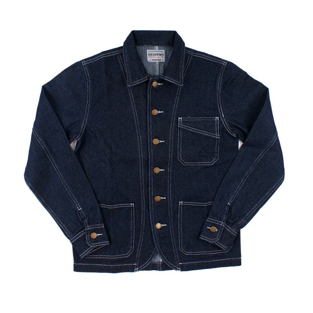 Amekaji Vintage Striped Denim Tooling Jacket