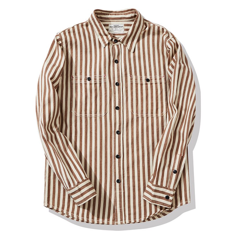 Amekaji Vintage Striped Worker Shirt