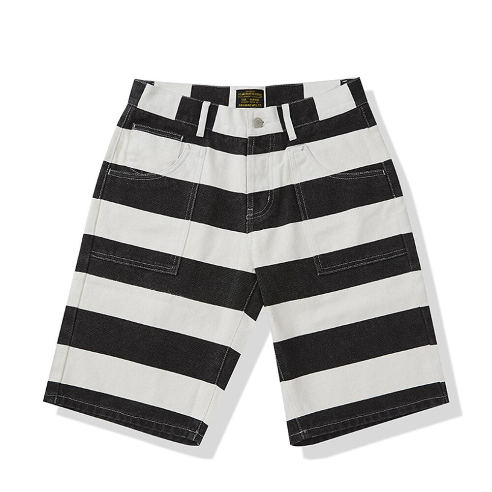 Amekaji Vintage Striped Canvas Shorts