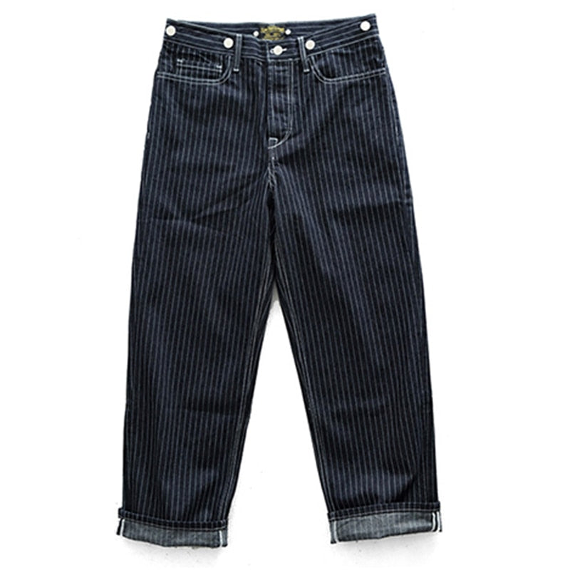 Amekaji Vintage 15oz Heavy Striped Denim Jeans