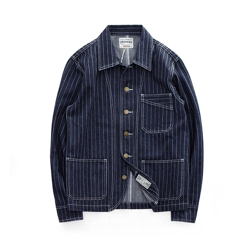 Amekaji Vintage Striped Tooling Jacket